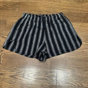 Brandy Melville Black and White Striped Linen Shorts Size S
